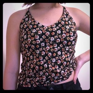 black flower tank top